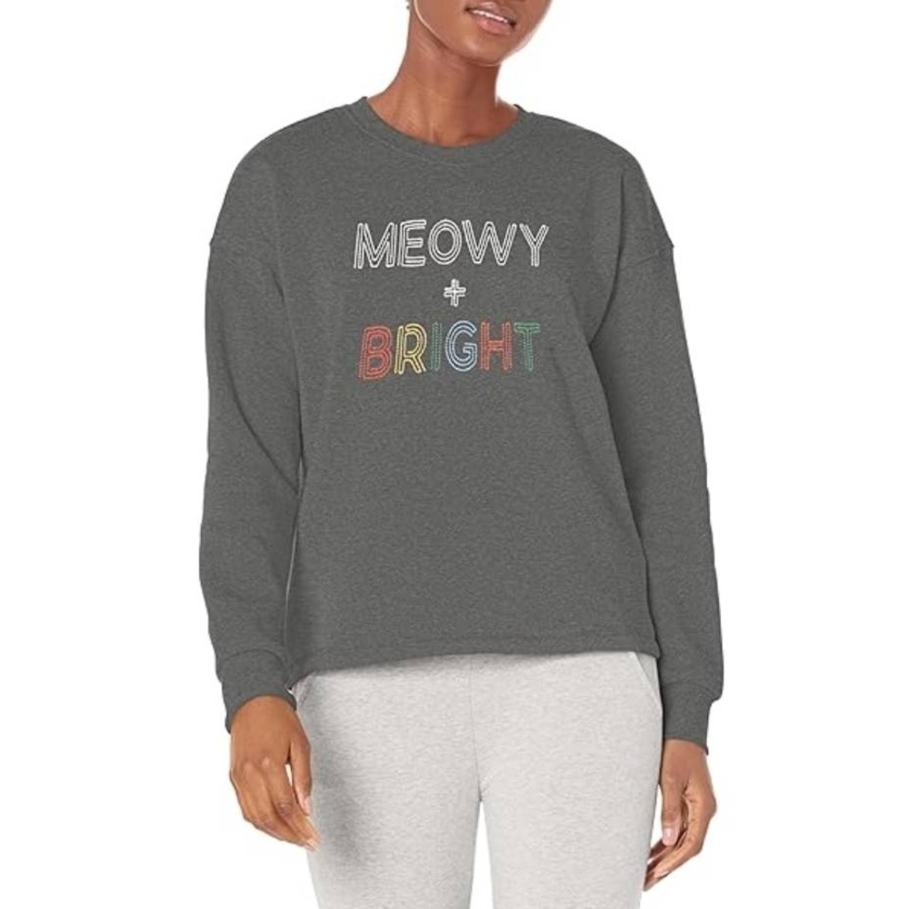 PJ Salvage Dark Heather Grey Cat Lovers Christmas Graphic Lounge Sweatshirt